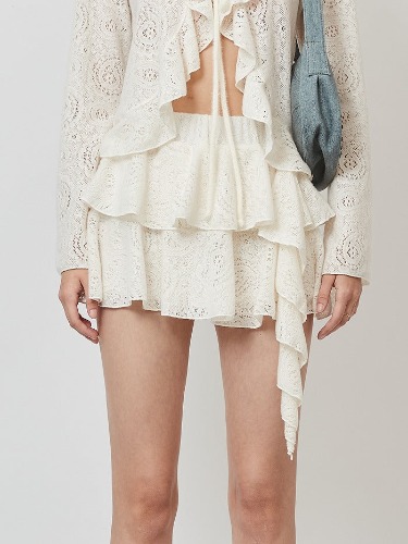 [CRANK] FW 23 FRILL MINI SKIRT_IVORY | IVORY / ONE SIZE