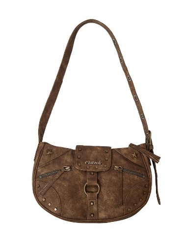 [CRANK] FW 23 VINTAGE STUD SHOULDER BAG_BROWN | BROWN / S