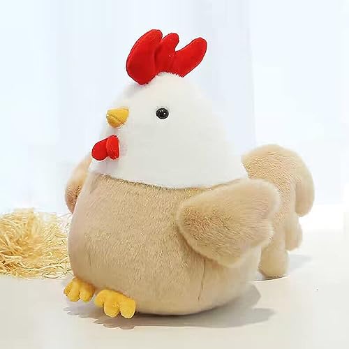 YUKOUQIAN Chicken Stuffed Animal Chicken Plush Doll Toy 8 inch for Girls Christmas (Chicken) - Yellow White