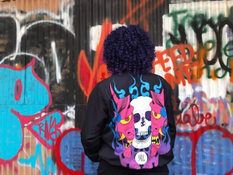 Skull Hannya Bomber Jacket Black | Etsy