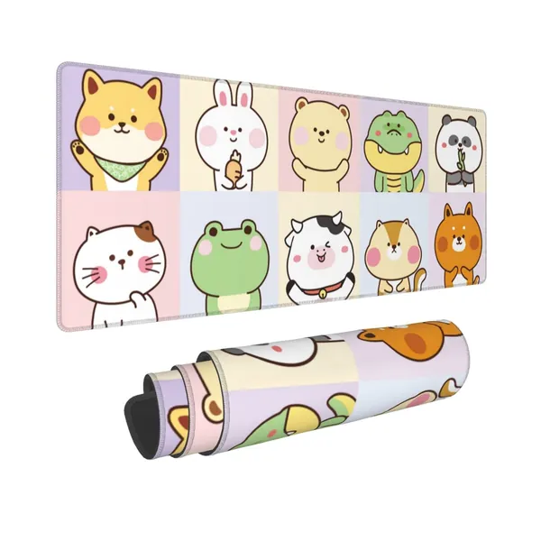 Kawaii Animals Gaming Mouse Pad Large XL Cute Desk Mat Long Extended Pads Big Mousepad for Home Office Decor Accessories