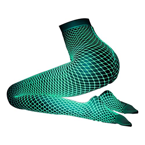 ZIWEN Luminous Fishnet Stockings Luminous, Glowing Fishnet Socks, Glow Tights White Fishnet Tights for Women