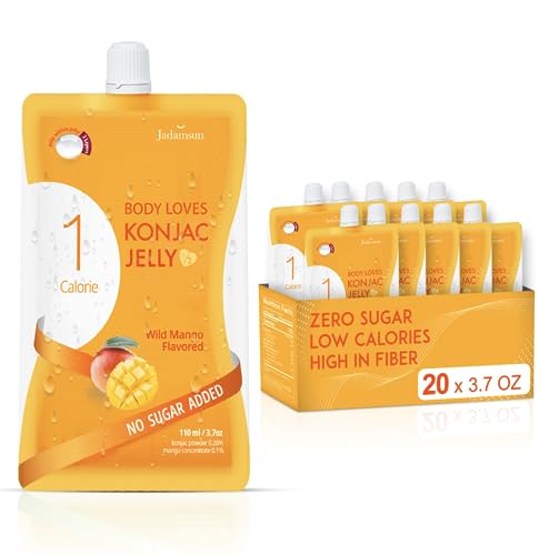 Jadamsun Body Loves Konjac Jelly (Mango, 20 pcs) - Korean Low-Calorie Healthy Fruit Smoothie. Vegan, Gluten-Free, Sugar-Free Asian Snack. - Mango, 20pc