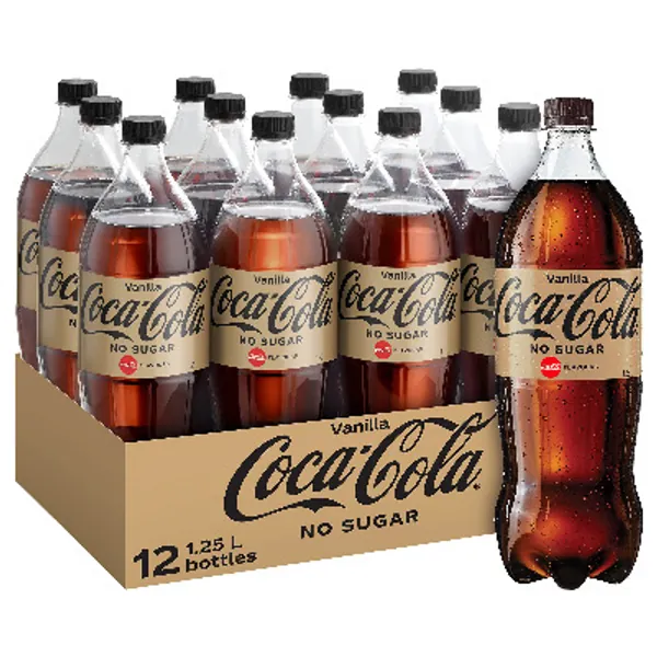 Coca-Cola No Sugar Vanilla Soft Drink, 12 x 1.25 l