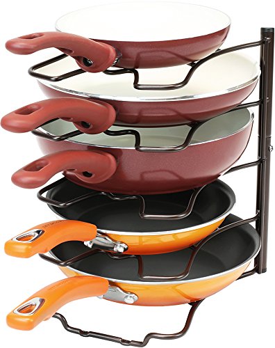 DecoBros Kitchen Counter and Cabinet Pan Organizer Shelf Rack, Bronze - Bronze
