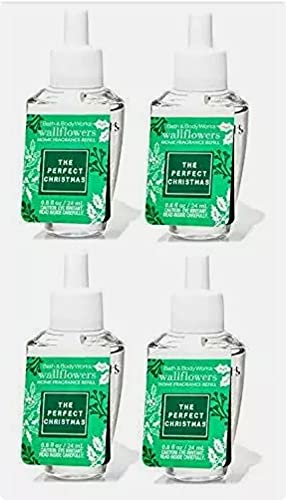 Bath and Body Works 4 Pack The Perfect Christmas Wallflowers Fragrance Refill 0.8 Oz.