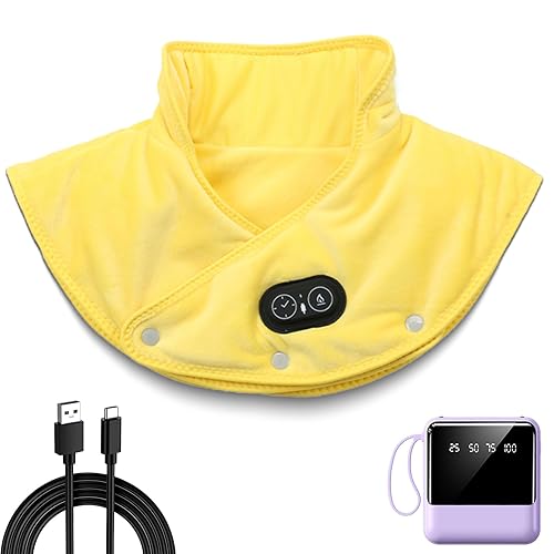 Thermaease Pro - Electric Neck and Shoulder Heating Pad with Vibration, Portable Thermal Ease Shoulder Heating Pad (Yellow,Portable Charger) - Yellow - Portable Charger