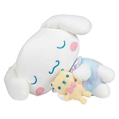 Hello Kitty and Friends, Cinnamoroll 18-inch Sleeping Plush with Bear Accessory - Officially Licensed Sanrio Product from Jazwares - 6+