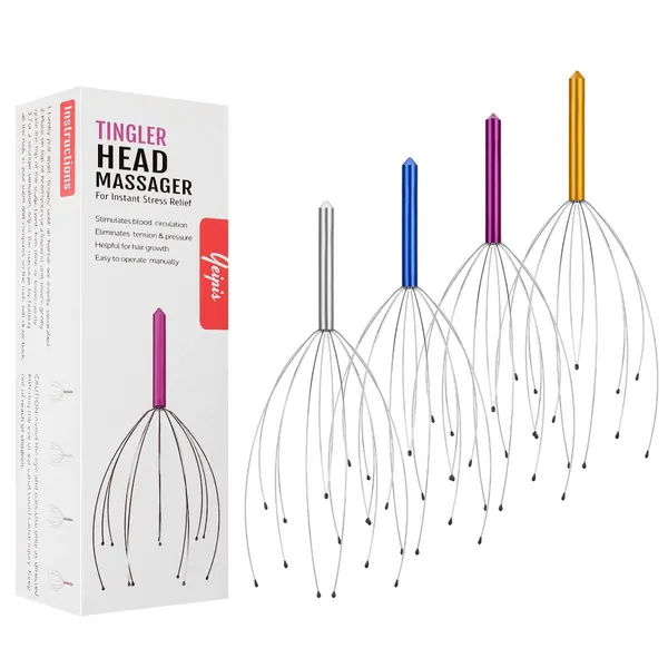 4 Pack Scalp Massagers, Handheld Head Massage Tingler, Scratcher for Deep Relaxation, Hair Stimulation and Stress Relief - 