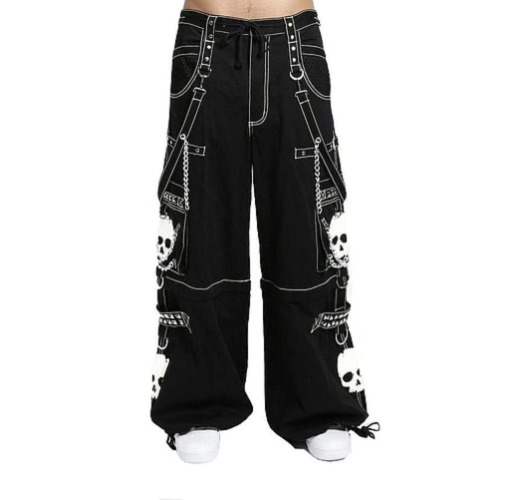 Prime Quality Gothic Bondage Black Big Skull Men Pant Alternative Punk Rock Emo Trouser Pant/USA - Medium