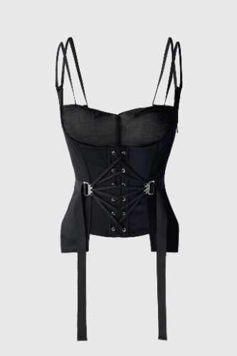 BLK FAN LACED BUSTIER | 36