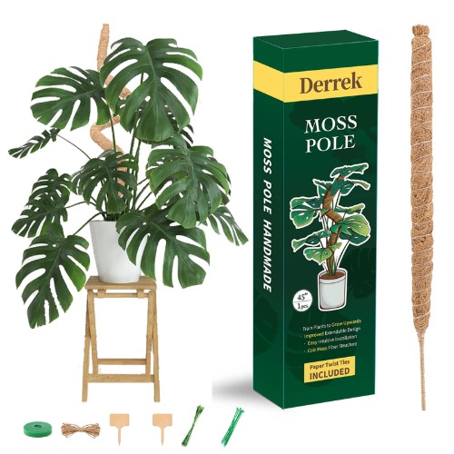 Derrek Moss Pole, 45" Moss Pole for Plants Monstera, Moss Poles for Climbing Plants Growth,Bendable Handmade Plant Support Stakes for Indoor Plants(1PCS)