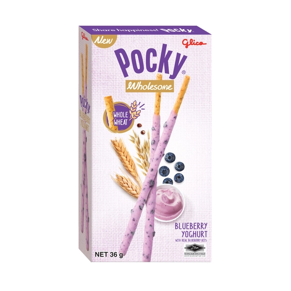 Glico Pocky Wholesome Yoghurt Biscuit Stick, Blueberry, 36 grams