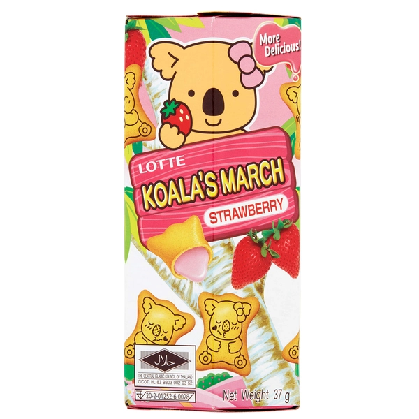 Lotte Koala's March Strawberry Cream Filled Cookies, 37 g