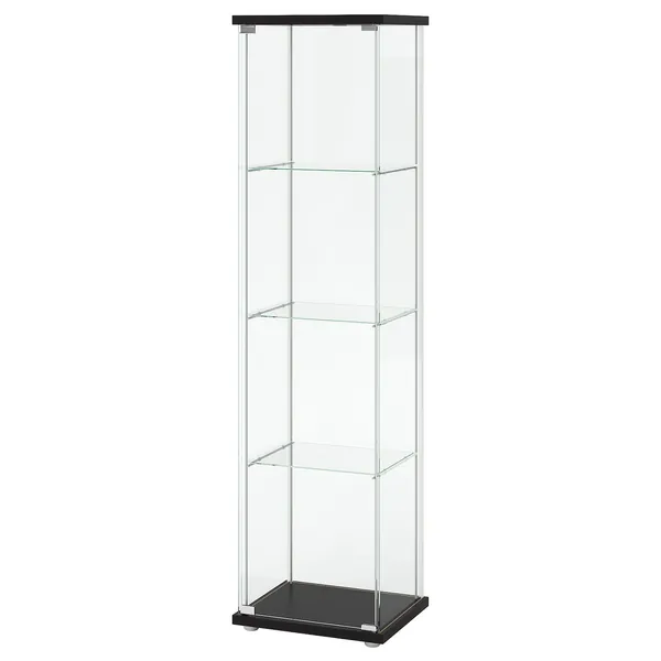 DETOLF Glass-door cabinet - black-brown 16 3/4x64 1/8 "