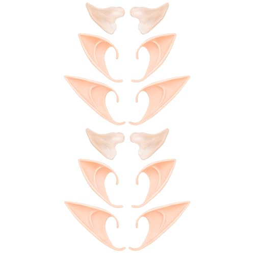 6 Pairs Elf Ears - Cosplay Fairy Pixie Elf Ears Soft Pointed Ears Tips Anime Party Dress Up Costume Makeup Masquerade Accessories Halloween Elven Vampire Fairy Ears (6 Pairs) - 6 Pairs