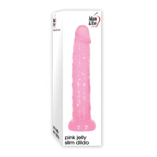 Adam & Eve Jelly Slim Dildo, Pink | 6” Long, 5.5” Insertable, 1” Wide | Realistic and Waterproof Anal Dildo | Compatible with Water Based Lube - Pink 1 Count (Pack of 1)