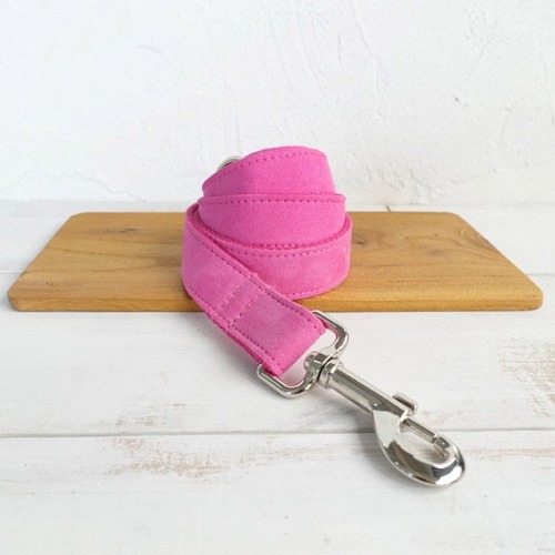 Plain Velvet Collar and Leash | Hot Pink Leash / M