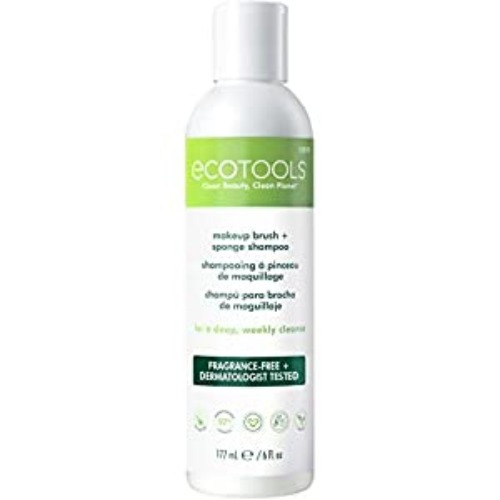 EcoTools Professional Makeup Cleaner for Makeup Brushes, Brush and Makeup Beauty Sponge Cleansing Shampoo, Fragrance Free, Hypoallergenic, Paraben Free, 6 fl.oz./ 177 mL Bottle - Full Sized Shampoo, 1 Count