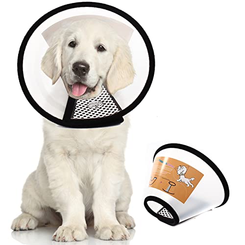 QIYADIN Plastic Pet Recovery Collars & Cones for Dogs and Cats After Surgery Adjustable Dog Neck Cone Surgical Elizabeth E-Collar Prevent Biting and Stop Licking Wound (M-Neck: 14.2-16.5 in) - M (Neck: 14.2-16.5 in)