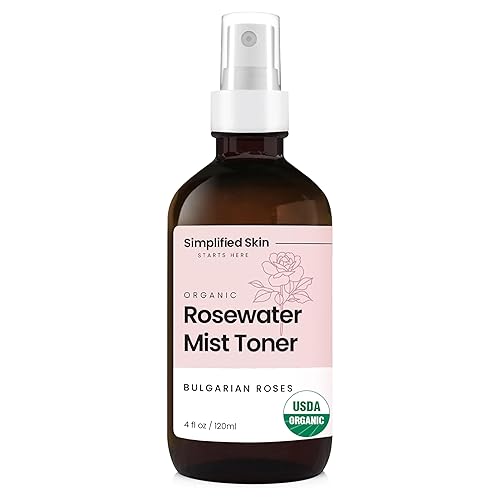 Rose Water Spray for Face & Hair - 100% Natural Organic Face Toner - Alcohol-Free Makeup Remover - Anti-Aging Self Care Beauty Mist - Face Care - Hydrating Rosewater by Simplified Skin (4 oz) - 1 Pack - 8 Fl Oz (Pack of 1)