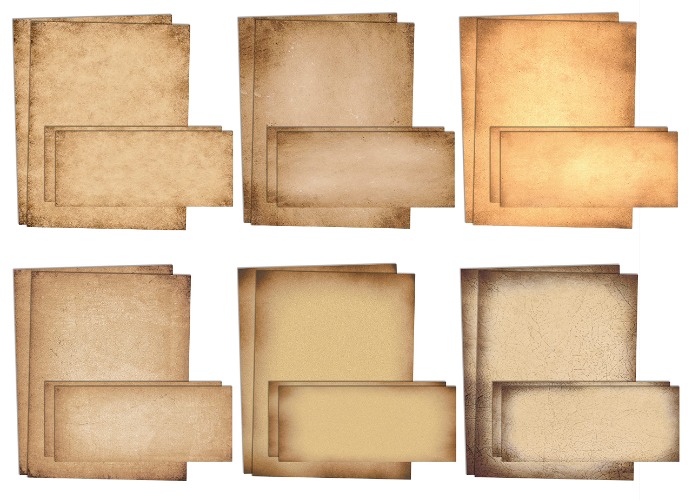 Aged Paper Stationery, 100 Piece Set (50 Sheets + 50 Matching Envelopes), Vintage Antique Old Fashion Parchment Paper, Letter Size 8.5 x 11", 6 Designs, Double Sided Paper, by Better Office Products - 