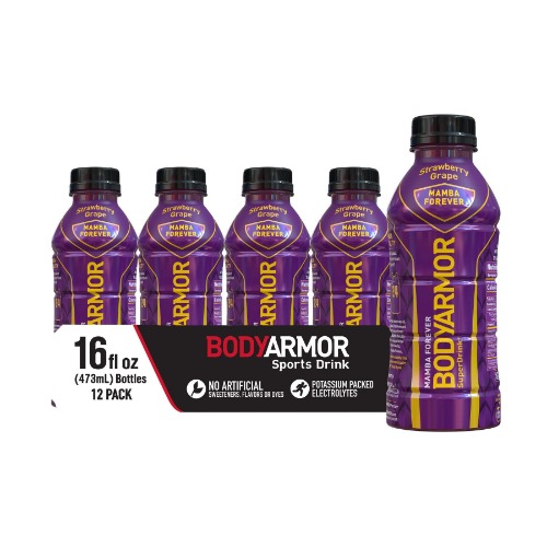 BODYARMOR Sports Drink Sports Beverage, Mamba Forever, Natural Flavors With Vitamins, Potassium-Packed Electrolytes, No Preservatives, Perfect For Athletes, 16 Fl Oz (Pack of 12) - Mamba Forever