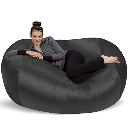 Sofa Sack - Plush Bean Bag Sofas with Super Soft Microsuede Cover - XL Memory Foam Stuffed Lounger Chairs For Kids, Adults, Couples - Jumbo Bean Bag Chair Furniture - Charcoal 6' - Charcoal