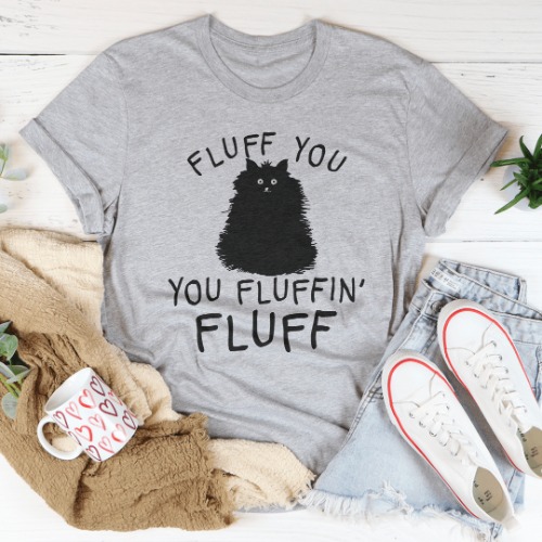 Fluff You Cat Tee - Athletic Heather / 3XL