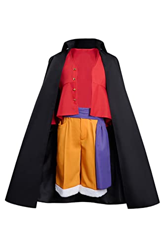 Adult Monkey D Luffy Kimono Cosplay Costume Robe Cloak Cape Wano Country Outfits Party Halloween Battle Suit for Man - Medium - Luffy Outfits