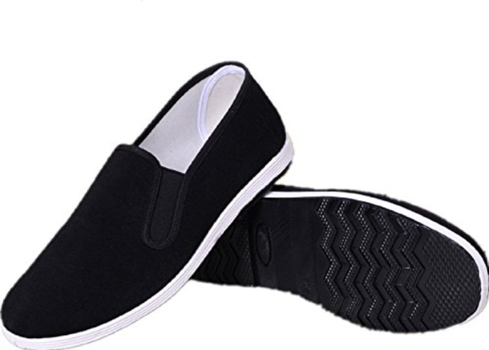APIKA Chinese Traditional Old Beijing Shoes Kung Fu Tai Chi Shoes Rubber Sole Unisex Black - 11 Women/10 Men - Black