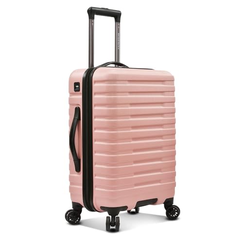 U.S. Traveler Boren Polycarbonate Hardside Rugged Travel Suitcase Luggage with 8 Spinner Wheels, Aluminum Handle, Pink, Checked-Large 30-Inch - Checked-Large 30-Inch - Pink