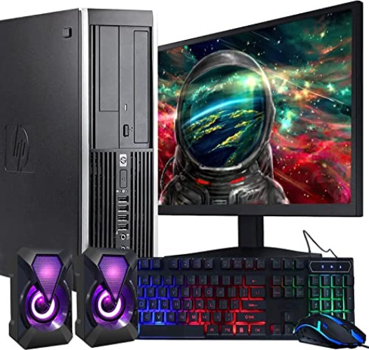 HP Elite Desktop Computer PC, 3.1 GHz, Intel Core i5, 16GB, RAM, 2TB HDD, New 22 inch LED Monitor, RGB Speaker and Keyboard Mouse, WiFi, Windows 10 Pro (Renewed) - 16G | 2T