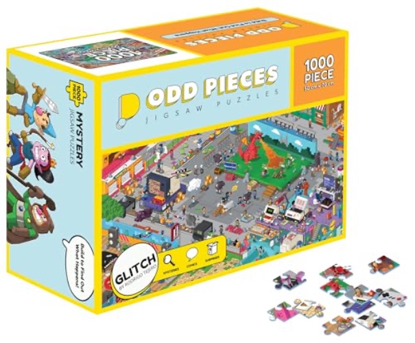 Odd Pieces Mystery Jigsaw Puzzle - Series 2 Glitch Mystery Puzzle with Storytelling Comics, Treasure Hunt Clues, Secret Ending-1000 Piece Puzzle for Adults & Kids –Frameable Magic Puzzle Art