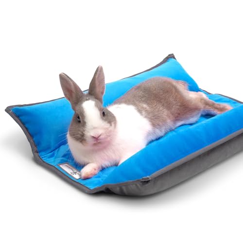 Paw Inspired® Snuggle Bunny Bed for Rabbits and Other Small Pets and Animals | Reversible Fleece Bedding with Padded Sides (Gray/Blue) - Gray/Blue