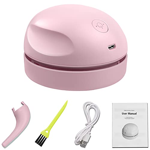 Desktop Vacuum Cleaner USB Charging with Vacuum Nozzle Cleaning Brush, Detachable Design & Portable Mini Table Dust Vaccum Cleaner, Best Cleaner for Cleaning Dust, Crumbs, Piano, Computer, Car Etc - Pink