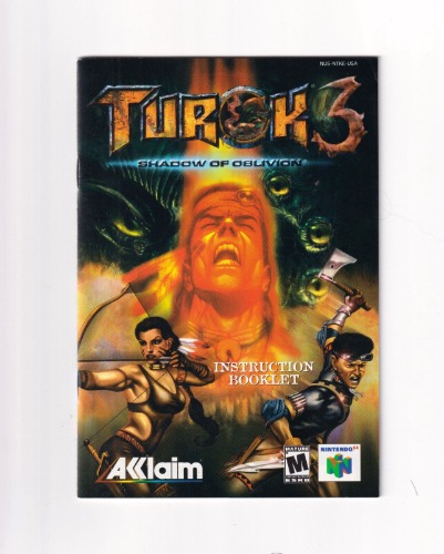 Turok 3 Shadow of Oblivion Authentic Nintendo 64 N64 Manual Instruction Booklet