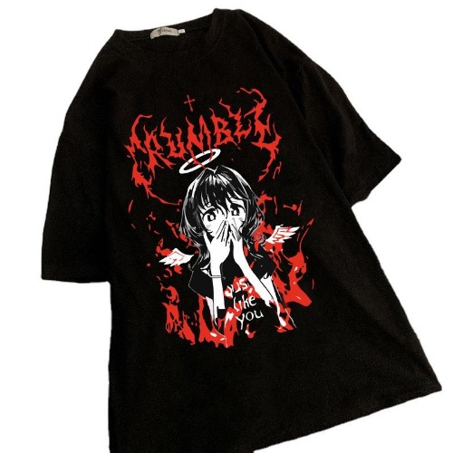 Oversized Alternative Pastel Goth T-Shirt - M / black