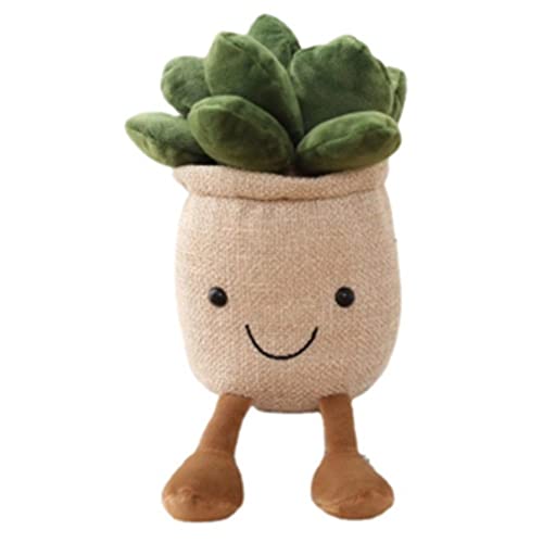 OUKEYI 9.8 inch Succulents Plush Toy, Flower Pot Stuffed Plushie Pillow Decoration, Cute Soft Plants Throw Pillow for Christmas Birthday Gifts (Khaki) - Khaki