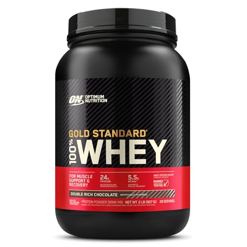 Optimum Nutrition Gold Standard 100% Whey Protein Powder, Double Rich Chocolate, 2 Pound (Packaging May Vary) - Double Rich Chocolate - 2 Pound (Pack of 1)