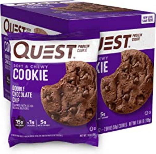 Quest Nutrition Double Chocolate Chip Protein Cookie, High Protein, Low Carb, 12 Count - Double Chocolate Chip 12 Count (Pack of 1)