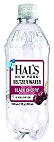 Hal's New York Seltzer Carbonated Black Cherry Flavored Sparkling Water, Zero Sugar, Zero Calorie, Zero Carbs, 20 Fl Oz (Pack of 24)