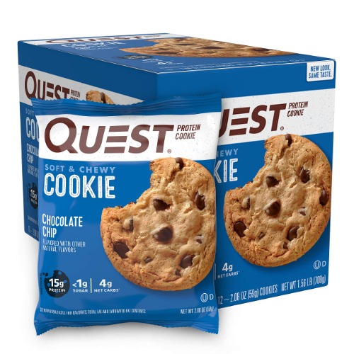 Quest Nutrition Chocolate Chip Protein Cookie, Keto Friendly, High Protein, Low Carb, Soy Free, 12 Count "Packaging may vary" - Chocolate Chip 12 Count (Pack of 1)