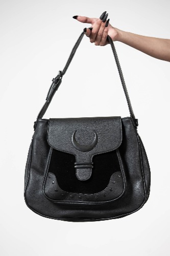 Sacred Moon Satchel Bag | One Size / Black / 100% Polyurethane
