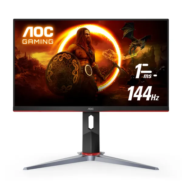 AOC 24G2 24" Frameless Gaming IPS Monitor, FHD 1080P, 1ms 144Hz, Freesync, HDMI/DP/VGA, Height Adjustable, 3-Year Zero Dead Pixel Guarantee,Black/Red - 24 in FHD Flat with Height Adjustment Monitor
