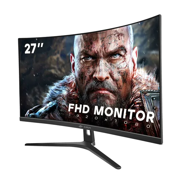 CRUA 27" 144hz/165HZ Curved Gaming Monitor, Full HD 1080P 1800R Frameless Computer Monitor, 1ms GTG with FreeSync, Low Motion Blur, Eye Care, VESA, DisplayPort, HDMI, DVI, Black - 27 ” Curved FHD 165HZ
