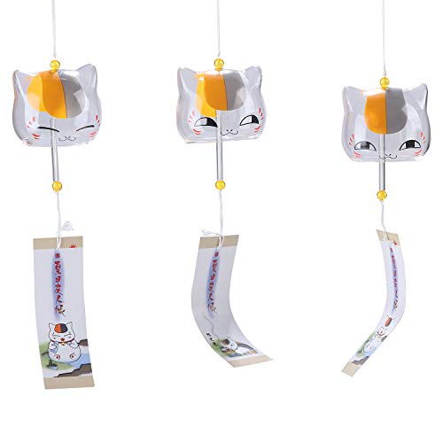 Falytemow Japanese Wind Chimes Cute Cat Small Wind Bells Handmade Glass Japanese Style Pendant for Home Decors (3 pcs Clear) - 3pcs Clear Cat