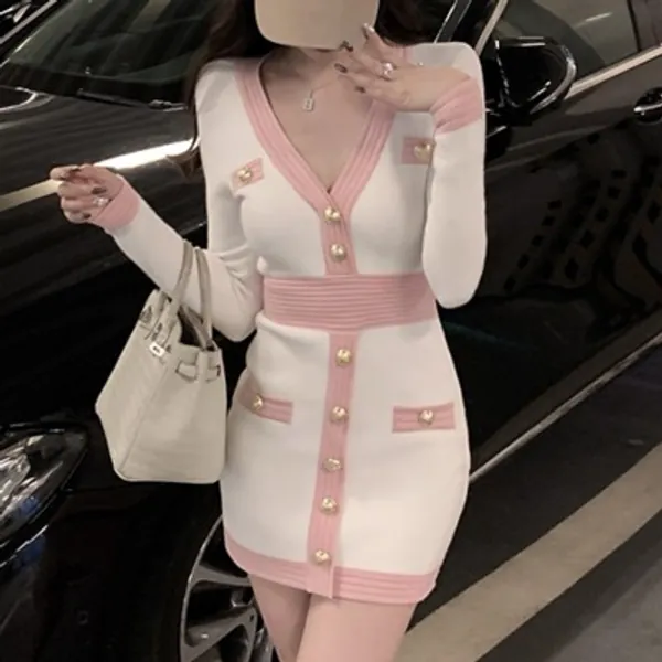 Vintage Long Sleeve Bodycon Dress