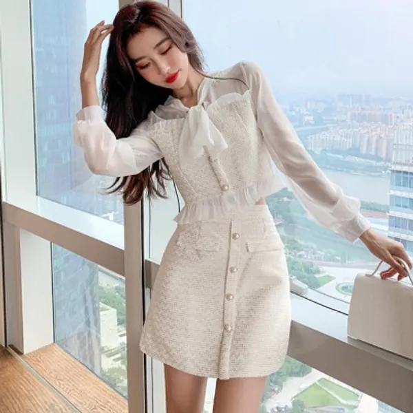 2 Piece Set | Tweed Crop Top + High Waist Mini Skirt