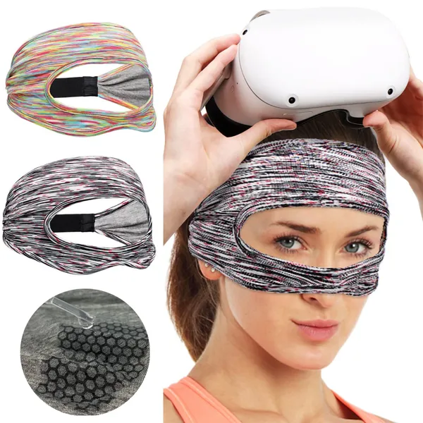 X-super Home VR Eye Mask Cover Breathable Sweat Band Adjustable Sizes HMD Padding for VR Workouts Supernatual with Virtual Reality Headsets Oculus Quest 2 Go HTC Vive PS VR Gear (2pcs) - 2pcs